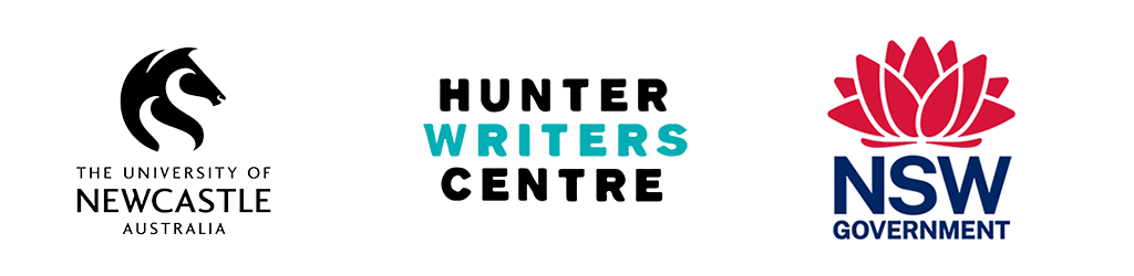 Logo banner with University of Newcastle, Hunter Writers' Centre and the NSW Government logos