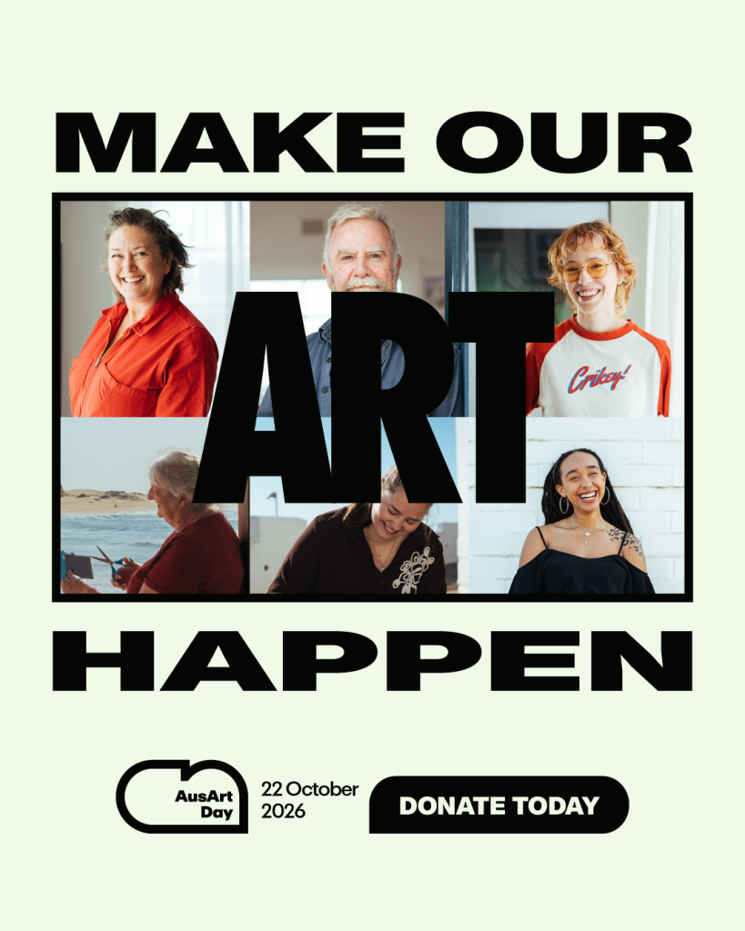 Headshots of artists with text that reads Make Art Happen
